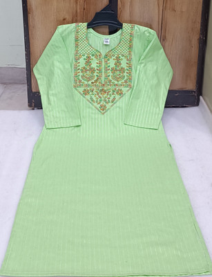 prime zone creation Women Embroidered A-line Kurta(Green)