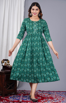 Jai Vijay Creations Anarkali Gown(Green)