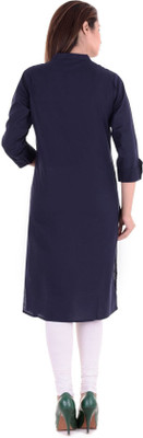 NeeloKurtis Women Printed Straight Kurta(Dark Blue)