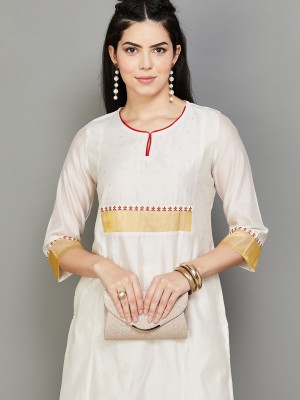 Melange by Lifestyle Women Solid A-line Kurta(White)