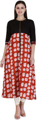 HouseOfCommon Women Printed Straight Kurta(Black, Red)