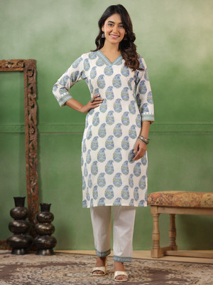 Span Women Self Design Straight Kurta(White)