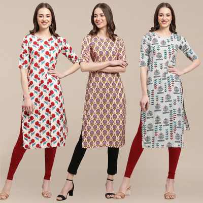 EthnicBasket Women Printed, Geometric Print A-line Kurta(Multicolor)