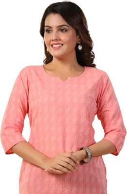 Radhika Creation Women Printed Straight Kurta(Pink)