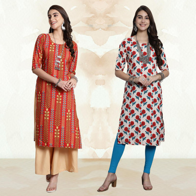 Moda Rapido Women Printed A-line Kurta(Multicolor)