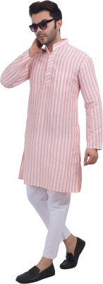 MSF Men Striped Straight Kurta(Red)