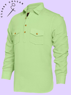 Classycollar By Liferoads Men Solid Pathani Kurta(Light Green)