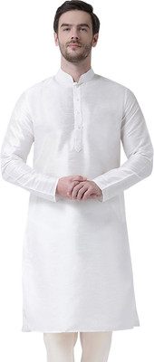 SG LEMAN Men Self Design Straight Kurta(White)