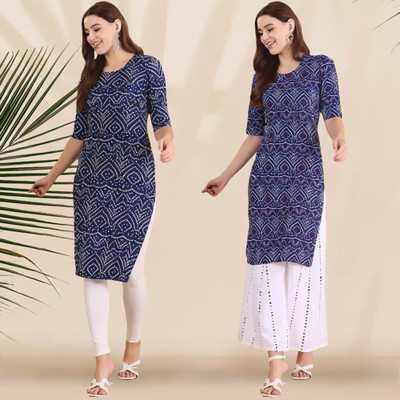 1 Stop Fashion Women Printed A-line Kurta(Blue)