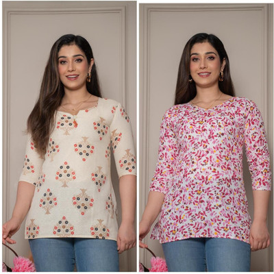 ATTIREGURU Women Printed, Floral Print Straight Kurta(Multicolor)