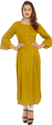 SUBH LAXMI Women Solid A-line Kurta(Yellow)