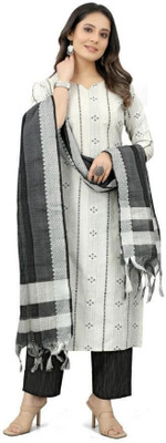 Maharaja textile Women Printed A-line Kurta(White, Black)
