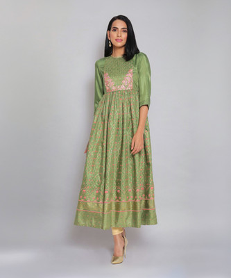 Aurelia Women Embroidered Anarkali Kurta(Green)