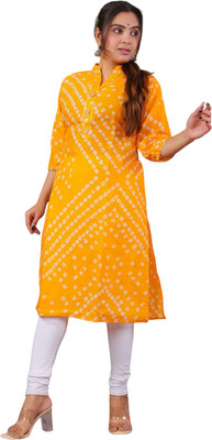 PARTH FASHIONS Women Self Design A-line Kurta(Yellow)