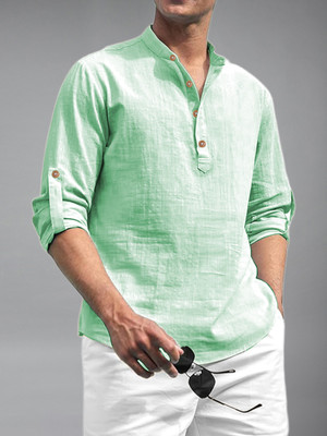 Vida Loca Men Solid A-line Kurta(Silver)