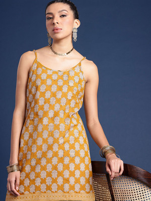 Taavi Women Printed Straight Kurta(Yellow)