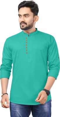 RAHUL LOOK Men Solid Straight Kurta(Green)