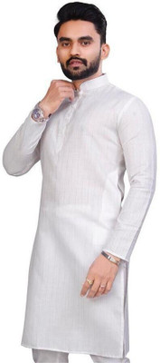 JENZEE Fashion Men Printed Straight Kurta(White)