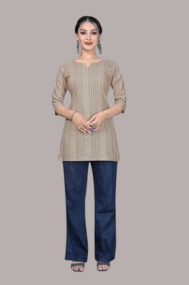 Rangrasiya Creation Women Printed Anarkali Kurta(Grey)