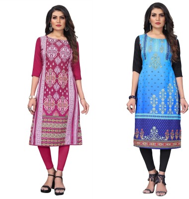 Yasti Enterprise Women Printed Anarkali Kurta(Multicolor)