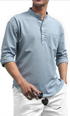 NEW-18 Men Embroidered Straight Kurta(Grey)