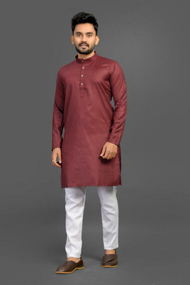 shreeram Men Solid Straight Kurta(Maroon)