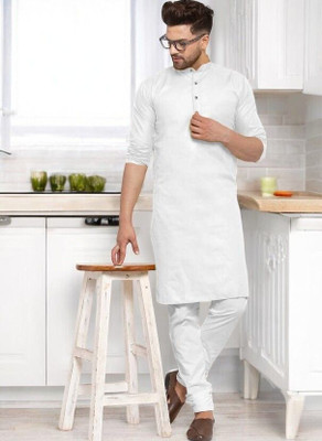 Rashmi Genz Men Printed Straight Kurta(White)