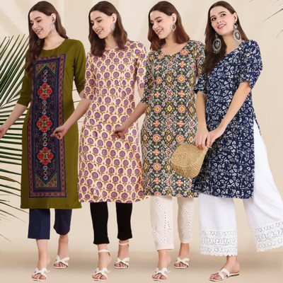 1 Stop Fashion Women Printed A-line Kurta(Multicolor)
