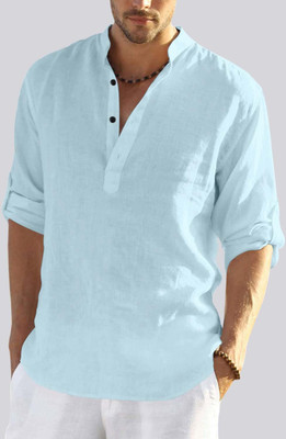 HEMADHAV Men Solid Straight Kurta(Light Blue)