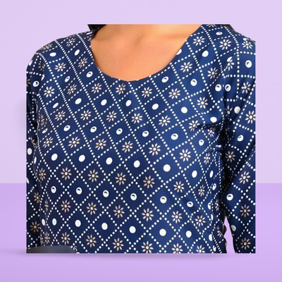SWASTIKDESIGNER Women Printed Flared Kurta(Blue)