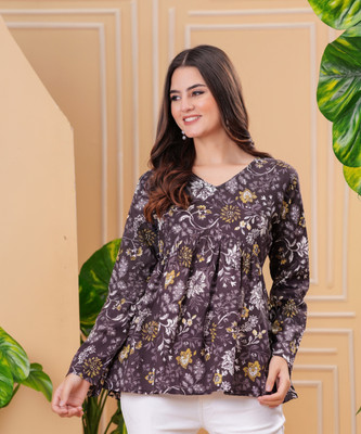 Light Daisy Women Printed Flared Kurta(Multicolor)