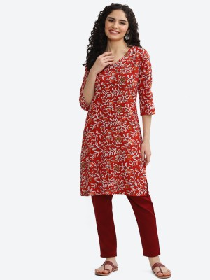 2Bme Women Printed A-line Kurta(Maroon)