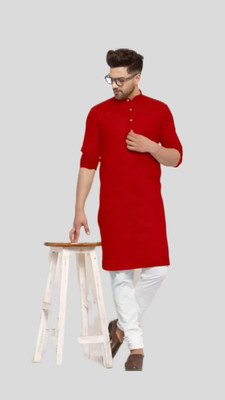Anuj Fashion Men Solid A-line Kurta(Red)