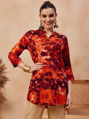 ANOUK Women Floral Print Straight Kurta(Red)