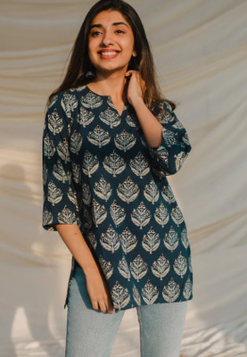 SANGOURI Casual Printed Women Dark Blue, White, Black Top