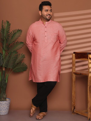 ED PLUS Men Solid Straight Kurta(Red)