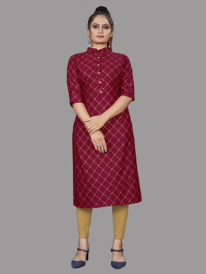 HouseOfCommon Women Printed A-line Kurta(Maroon)