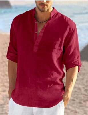 StoneHeart Men Solid Straight Kurta(Red)