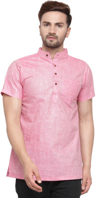 Aarsha Men Solid Straight Kurta(Pink)