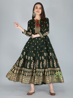 AMN ART Women Printed Anarkali Kurta(Multicolor)