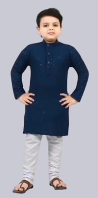 Anaya Azrin Boys Embroidered A-line Kurta(Blue)