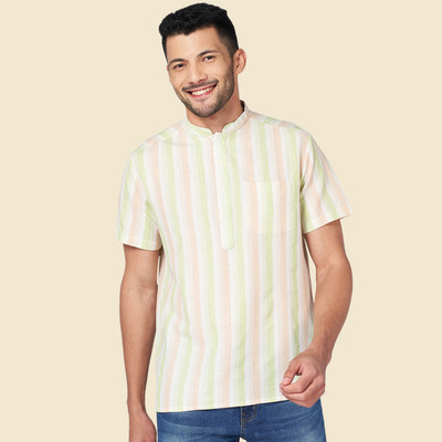 YU by Pantaloons Men Self Design A-line Kurta(Green)