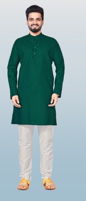 MERAKHICLOTHING Men Solid A-line Kurta(Green)