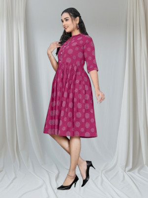 Rangrasiya Texc Women Printed Anarkali Kurta(Pink)