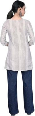 Db Fashion Kx Women Striped A-line Kurta(White)
