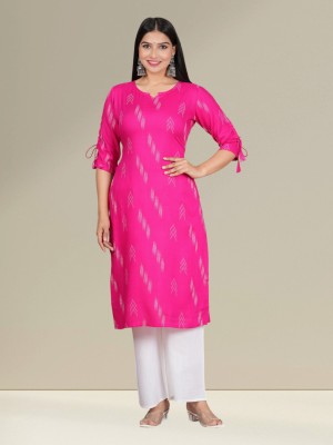 MaaSilk Fashion Women Self Design Straight Kurta(Pink)