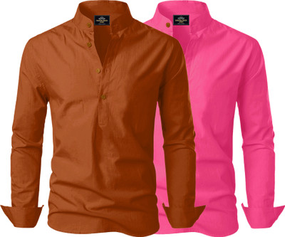 Kavyangle Creation Men Solid Straight Kurta(Brown, Multicolor)