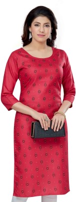 True Spirit Women Printed A-line Kurta(Pink)