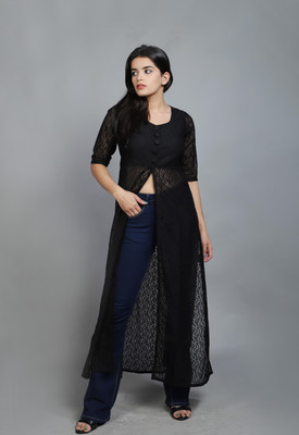 vashist Women Solid A-line Kurta(Black)