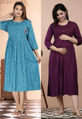 Priyas Creation Women Printed Anarkali Kurta(Light Blue)